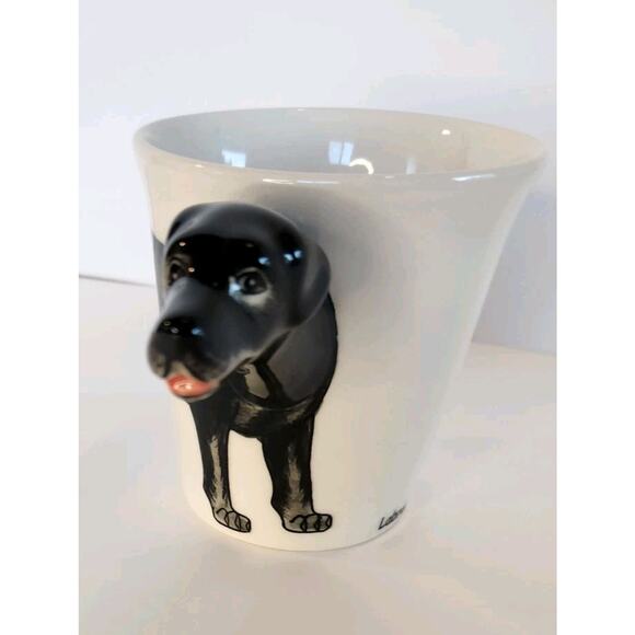 Black Labrador Retriever Coffee Mug Ceramic Cup Handpainted 3D Head 10oz 3.75" h - Picture 2 of 9